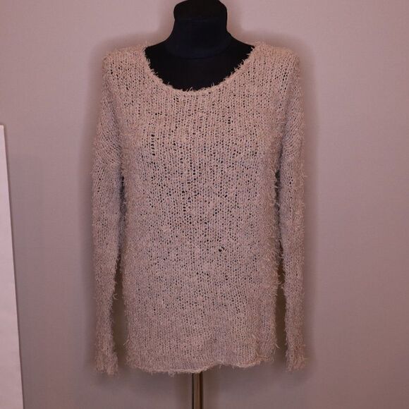 Vince Open Knit Taupe Sweater Sz S - Picture 2 of 6